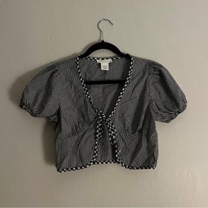 black and white checkered gingham crop top